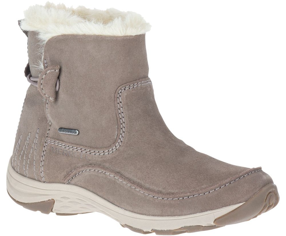 Kozaki Merrell Damskie Beżowe - Approach Sage Pull On Polar Waterproof - 192463-TLN